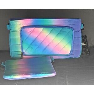 NWT Think Royln Blue Lagoon Ombre Quilted Bag Purse RV $158